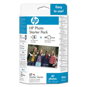 Customised HP 57 Colour Ink Cartridge plus HP Premium Glossy Photo Paper 10x15cm, 60 Sheets, 240 g/m²