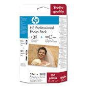Customised HP 57 Colour & HP 58 Photo Ink Cartridges plus HP Premium Plus High-Gloss Photo Paper 10x15cm, 100 Sheets, 280 g/m²