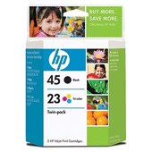 HP 45 Black Ink Cartridge Plus HP 23 Colour Ink Cartridge - SA309A