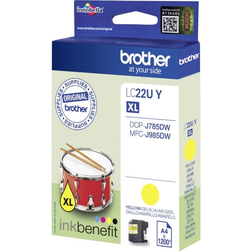 Brother LC22UY XL Yellow Ink Cartridge - LC-22UY Inkjet Printer Cartridge