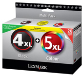 Lexmark High Capacity Multi Pack No 4XL Black and No 5XL Colour Ink Cartridges - 0080D2976