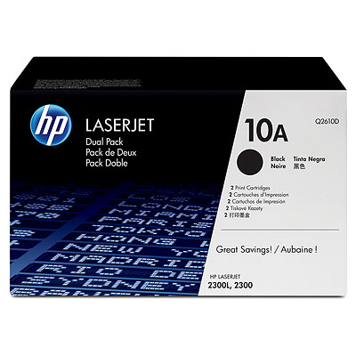 HP Twin Pack Q2610D Laser Toner Cartridge (10A)