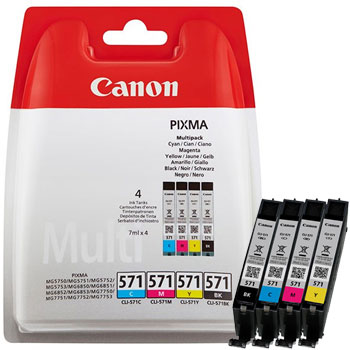 Canon s500 CLI-571CMYK Canon 571 Multi Pack CMYK Ink Cartridges - CLI 571 CMYK, 28ml