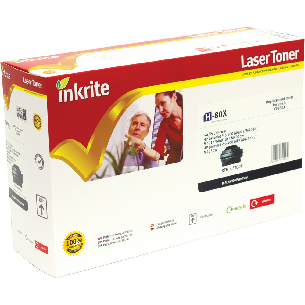 HP LaserJet 5 H-280X Inkrite Premium Compatible High Capacity Black for HP CF280X (80X) Laser Cartridge, 6.8K Page Yield