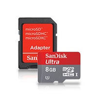 SDSDQUI-008G-U46: SanDisk 8GB microSDHC Card + SD Adapter - Class 10