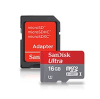 SDSDQUI-016G-U46: SanDisk 16GB microSDHC Card + SD Adapter - Class 10
