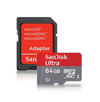 SDSDQUI-064G-U46: SanDisk 64GB microSDHC Card + SD Adapter - Class 10