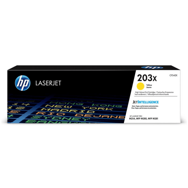 HP LaserJet 5 CF542X HP CF542X High Capacity Yellow 203X Toner Cartridge - CF542X, 2.5K Page Yield
