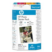 HP PhotoSmart 2613 Q7948EE Customised HP 343 Vivera Colour Ink Cartridge plus HP Premium Glossy Photo Paper 10x15cm, 60 Sheets