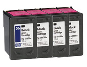 HP OfficeJet 4255 6656TPBL HP 56 Small Quad Pack Black Ink Cartridges Blister White Foil from Photo Pack