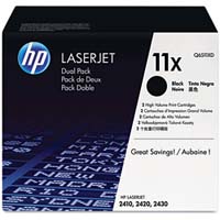 HP LaserJet 2420 Q6511XD HP 11X Twin Pack High Capacity Balck Laser Toner Cartridges - Q6511XD