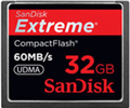 SDCFX-032G-X46: SanDisk 32GB Extreme Compact Flash Memory Card, 60MB/s