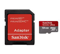 SDSDQU-064G-U46A: SanDisk 64GB Class 10 Ultra Micro SD Memory Card with SD Adapter