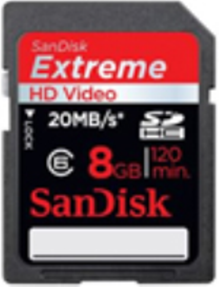 SDSDX-008G-X46: SanDisk 8GB SDHC Extreme HD Video Memory Card - 30MB/s