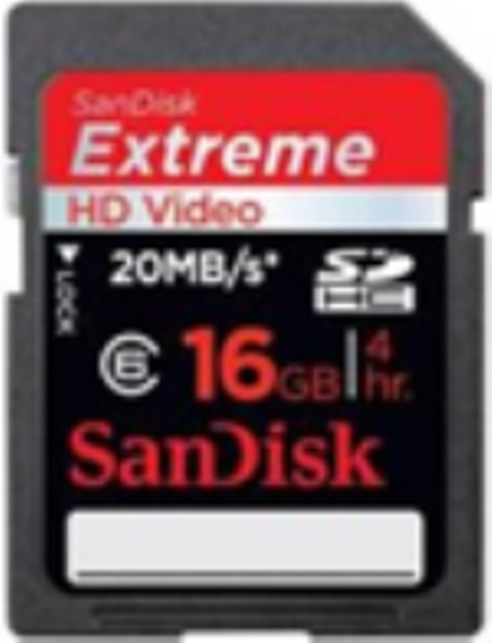 SDSDX-016G-X46: SanDisk 16GB SDHC Extreme HD Video Memory Card - 45MB/s