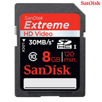 SDSDXS-008G-X46: SanDisk 8GB SDHC UHS-1 Extreme HD Video Memory Card - 30MB/s