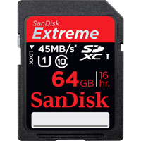 SDSDXS-064G-X46: SanDisk 64GB SDHC UHS-1 Extreme HD Video Memory Card - 45MB/s