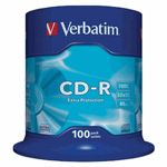 43411: Verbatim CD-R 100 Discs per Spindle, 52x, 700MB