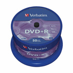 43550: Verbatim DVD+R Pack of 50 Discs, 16x, 4.7GB