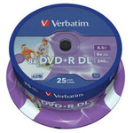 43667: Verbatim DVD+R Pack of 25 Discs, 8x, 8.5GB
