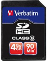 47266: Verbatim HD Video 4GB SDHC (Class 6) Secure Digital Card - 90 Minutes