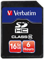 47268: Verbatim HD Video 16GB SDHC (Class 6) Secure Digital Card - 6 Hours